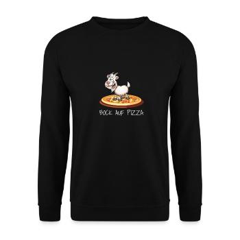 lustiges Bild bock auf pizza wortspiel - Unisex Pullover - Schwarz - Vorne - Alina (178cm) & Michal (187cm)