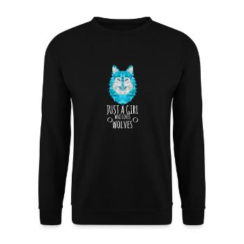 Just A Girl Who Loves Wolves - Unisex Sweatshirt - black - Front - Alina (178cm) & Michal (187cm)