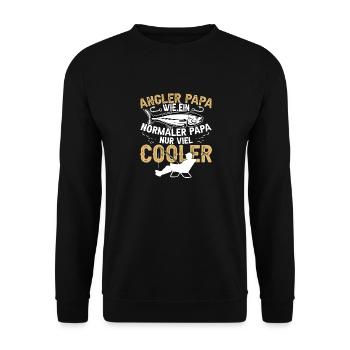 Angler Papa Fischer Vater Papa Angeln Vatertag - Unisex Pullover - Schwarz - Vorne - Alina (178cm) & Michal (187cm)