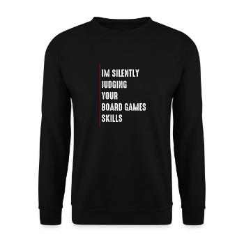Ich beurteile still Ihre Brettspielfähigkeiten - Unisex Pullover - Schwarz - Vorne - Alina (178cm) & Michal (187cm)
