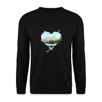 Heart mountains hiking love hobby leisure sport - Unisex Sweatshirt - black - Front - Alina (178cm) & Michal (187cm)