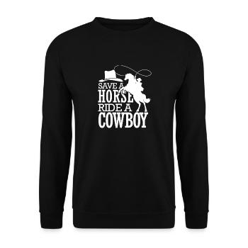 Save A Horse Ride a Cow Boy - Unisex Sweatshirt - black - Front - Alina (178cm) & Michal (187cm)