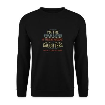 Happy Fathers day, Funny birthday Dad gift - Sweat-shirt Unisexe - noir - Devant - Alina (178cm) & Michal (187cm)