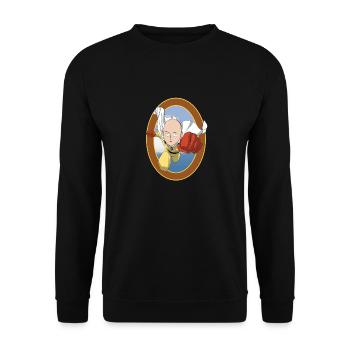 Superheld Design Glatze / tolle Geschenkidee - Unisex Pullover - Schwarz - Vorne - Alina (178cm) & Michal (187cm)