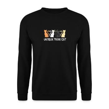 Un deux Trois cat - Unisex Sweatshirt - black - Front - Alina (178cm) & Michal (187cm)