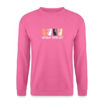 Un deux Trois cat - Sweat-shirt Unisexe - rose - Devant