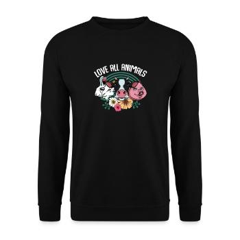 Love All Animals animals vegan vegetarian gift - Unisex Sweatshirt - black - Front - Alina (178cm) & Michal (187cm)