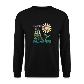 Bible - Psalm 118:6 Verse Flower - Church - Unisex Pullover - Schwarz - Vorne - Alina (178cm) & Michal (187cm)