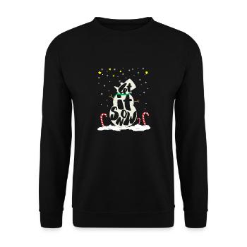 Laisse la neige | Noël | Canne en bonbon mignon bonhomme de neige - Sweat-shirt Unisexe - noir - Devant - Alina (178cm) & Michal (187cm)