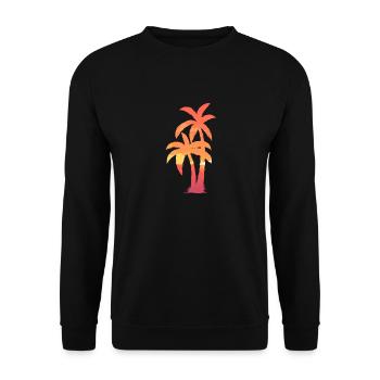 Palm Tree Distressed Beach Design - Unisex Pullover - Schwarz - Vorne - Alina (178cm) & Michal (187cm)