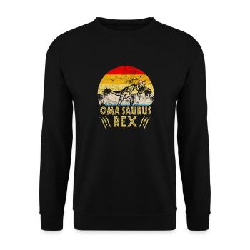 Vintage Omasaurus Oma Coole Retro Oma Dinosaurier - Unisex Pullover - Schwarz - Vorne - Alina (178cm) & Michal (187cm)