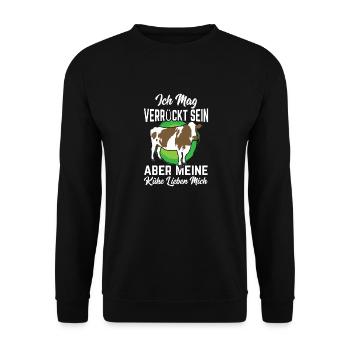 Ich mag verrückt sein aber meine Kühe lieben mich - Unisex Pullover - Schwarz - Vorne - Alina (178cm) & Michal (187cm)