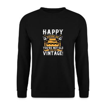 Happy birthday, Dad! You're not old, you're vintag - Unisex Sweatshirt - black - Front - Alina (178cm) & Michal (187cm)