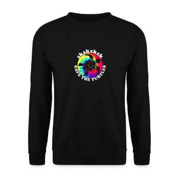 SKSKSK Und ich hoppla! Überspringen Sie einen Strohhalm Retten Sie die Schildkröten - Unisex Pullover - Schwarz - Vorne - Alina (178cm) & Michal (187cm)