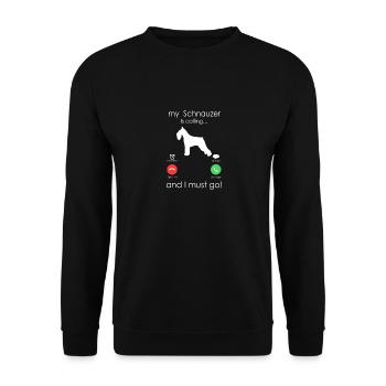 Schnauzer is Calling. Funny Dog Owner Gift - Unisex Sweatshirt - black - Front - Alina (178cm) & Michal (187cm)