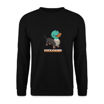 Dachshund Duck Duckshund - Unisex Sweatshirt - black - Front - Alina (178cm) & Michal (187cm)