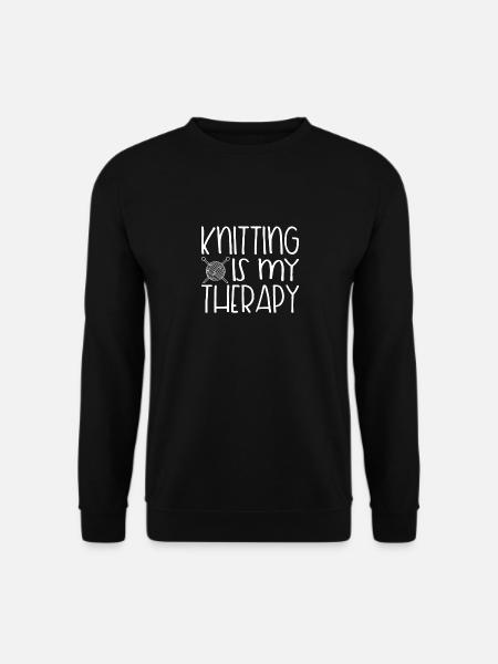 Knitting Is My Therapy-Knitter Gift - Unisex Pullover - Schwarz