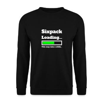 SIX PACK Sixpack Loading... Bitte warten... - Unisex Pullover - Schwarz - Vorne - Alina (178cm) & Michal (187cm)