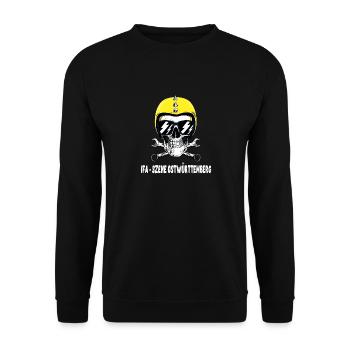IFA Szene Ostwürttemberg Motorrad Helm Totenkopf - Unisex Pullover - Schwarz - Vorne - Alina (178cm) & Michal (187cm)