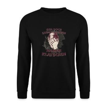 Namen klatschen, cooler lustiger Spruch Geschenk - Unisex Pullover - Schwarz - Vorne - Alina (178cm) & Michal (187cm)