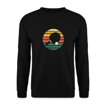 Retro Style Ping Pong, Table Tennis - Unisex Sweatshirt - black - Front - Alina (178cm) & Michal (187cm)