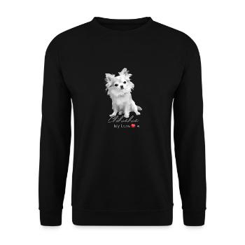 Illustration de Chihuahua avec inscription - Sweat-shirt Unisexe - noir - Devant - Alina (178cm) & Michal (187cm)