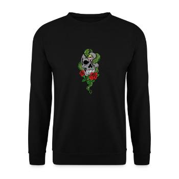 Snake Skull Roses - Unisex Sweatshirt - black - Front - Alina (178cm) & Michal (187cm)