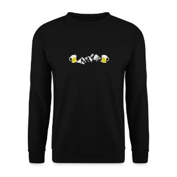 Mountains & beer hiking Alps summit huts idea - Unisex Sweatshirt - black - Front - Alina (178cm) & Michal (187cm)