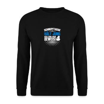 Schnupfer Schnupftabak Geschenk Snuff Liebhaber - Unisex Pullover - Schwarz - Vorne - Alina (178cm) & Michal (187cm)