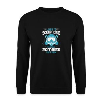 Diving Tshirt Design learn to scuba dive because - Unisex Sweatshirt - black - Front - Alina (178cm) & Michal (187cm)