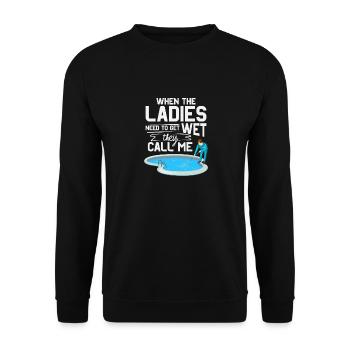 funny pool cleaner service maintance design - Unisex Sweatshirt - black - Front - Alina (178cm) & Michal (187cm)