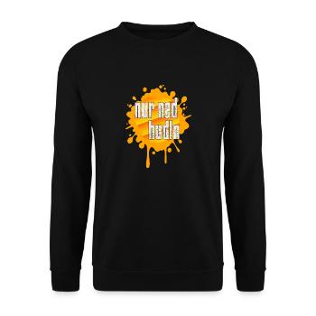 Farbklecks nur ned hudln bayerisch für coole - Unisex Pullover - Schwarz - Vorne - Alina (178cm) & Michal (187cm)