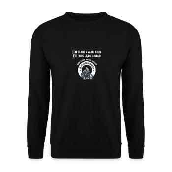 Ich habe zwar kein eigenes motorrad 3 - Unisex Pullover - Schwarz - Vorne - Alina (178cm) & Michal (187cm)