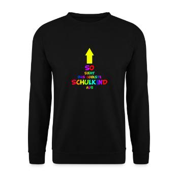 Kinder Schulanfänger Schulanfang Schulkind 2021 - Unisex Pullover - Schwarz - Vorne - Alina (178cm) & Michal (187cm)