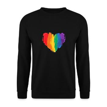 LGBTQ Watercolor Love Heart - Unisex Sweatshirt - black - Front - Alina (178cm) & Michal (187cm)