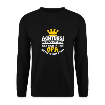 Opa - Seine Majestät der Opa Tshirt Herren Männer - Unisex Pullover - Schwarz - Vorne - Alina (178cm) & Michal (187cm)