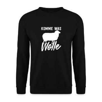 KOMME WAS WOLLE Design Stricken Garn Geschenk - Unisex Pullover - Schwarz - Vorne - Alina (178cm) & Michal (187cm)