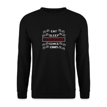 Funny Eat Sleep Zocken Since 2005 gift idea - Unisex Sweatshirt - black - Front - Alina (178cm) & Michal (187cm)