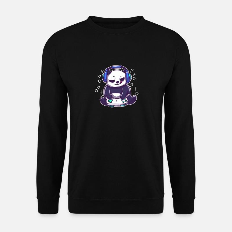 Niedlicher Gaming Panda – Geschenk für Zocker - Unisex Pullover - Schwarz