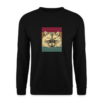 Waschbär Racoon retro vintage - Unisex Pullover - Schwarz - Vorne - Alina (178cm) & Michal (187cm)