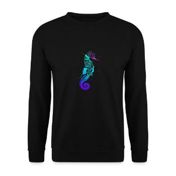 Seepferdchen Mandala Ozean Meerestiere schwimmen - Unisex Pullover - Schwarz - Vorne - Alina (178cm) & Michal (187cm)