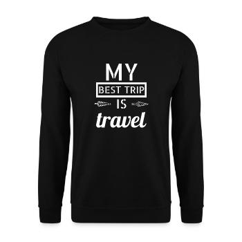 Travel - My best trip is travel - Sweat-shirt Unisexe - noir - Devant - Alina (178cm) & Michal (187cm)