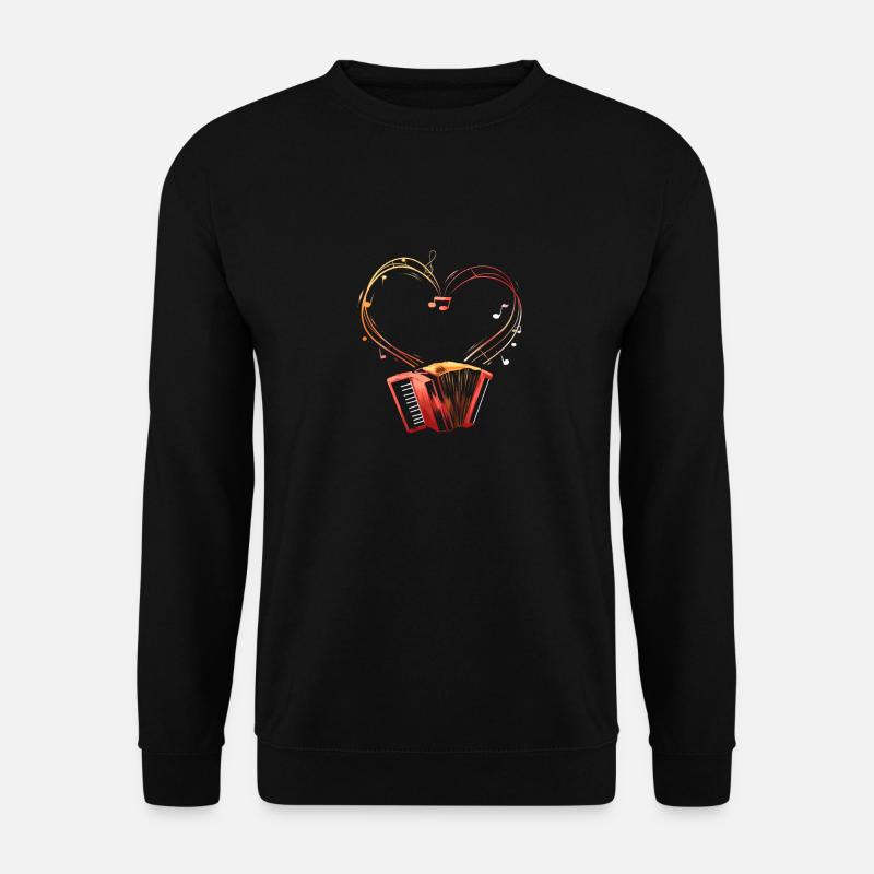 Akkordeon Instrument Ziehharmonika Herz Spruch - Unisex Pullover - Schwarz