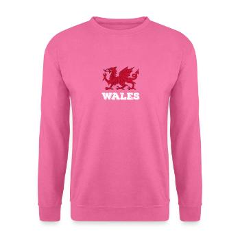 Wales Dragon Flag Welsh Retro Cymru Mittelalter - Unisex Pullover - Pink - Vorne