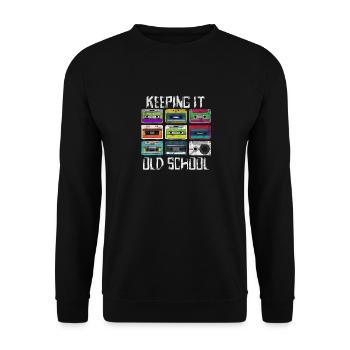 Keeping It Old School 80s 90s Cassette T Shirt Ret - Sweat-shirt Unisexe - noir - Devant - Alina (178cm) & Michal (187cm)