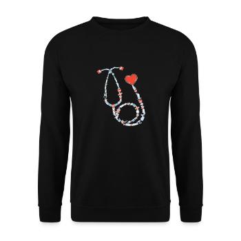Doctor Nurse Medical Icons Stethoscope - Unisex Pullover - Schwarz - Vorne - Alina (178cm) & Michal (187cm)
