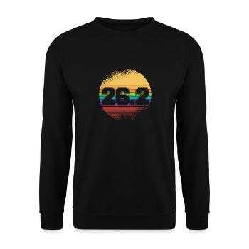 First Marathon 26.2 Marathoner Retro Runner - Unisex Sweatshirt - black - Front - Alina (178cm) & Michal (187cm)