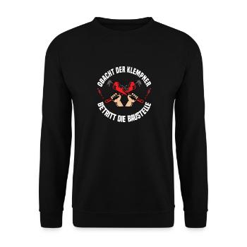 Klempner Handwerker Spengler Baustelle Geschenke - Unisex Pullover - Schwarz - Vorne - Alina (178cm) & Michal (187cm)