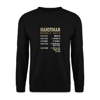 Womens Handyman Hourly Rate Price Chart For A - Unisex Sweatshirt - black - Front - Alina (178cm) & Michal (187cm)