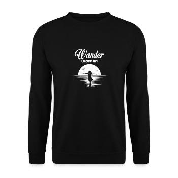 Wandern Wanderin Naturfreund Berge Natur Vintage - Unisex Pullover - Schwarz - Vorne - Alina (178cm) & Michal (187cm)